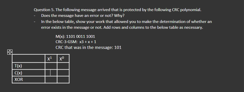 Question 5. ﻿The following message arrived that is | Chegg.com