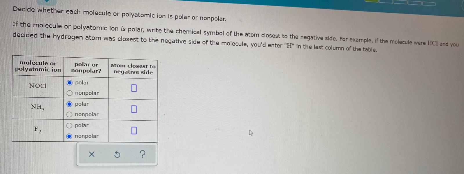 Solved Decide whether each molecule or polyatomic ion is