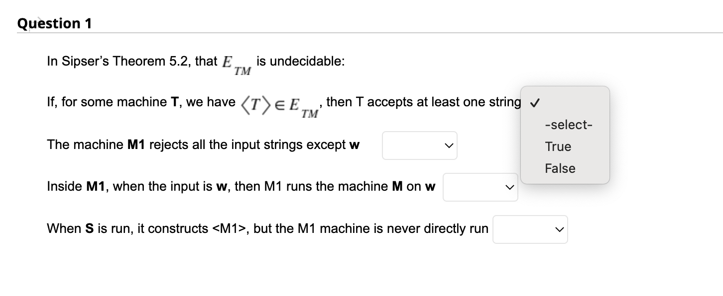 Solved In Sipser's Theorem 5.2, that ETM is undecidable: If, | Chegg.com