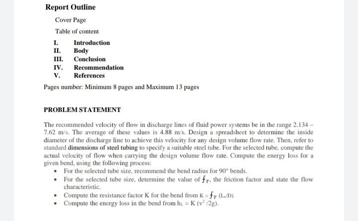 Solved Report Outline Cover Page Table of content I. | Chegg.com