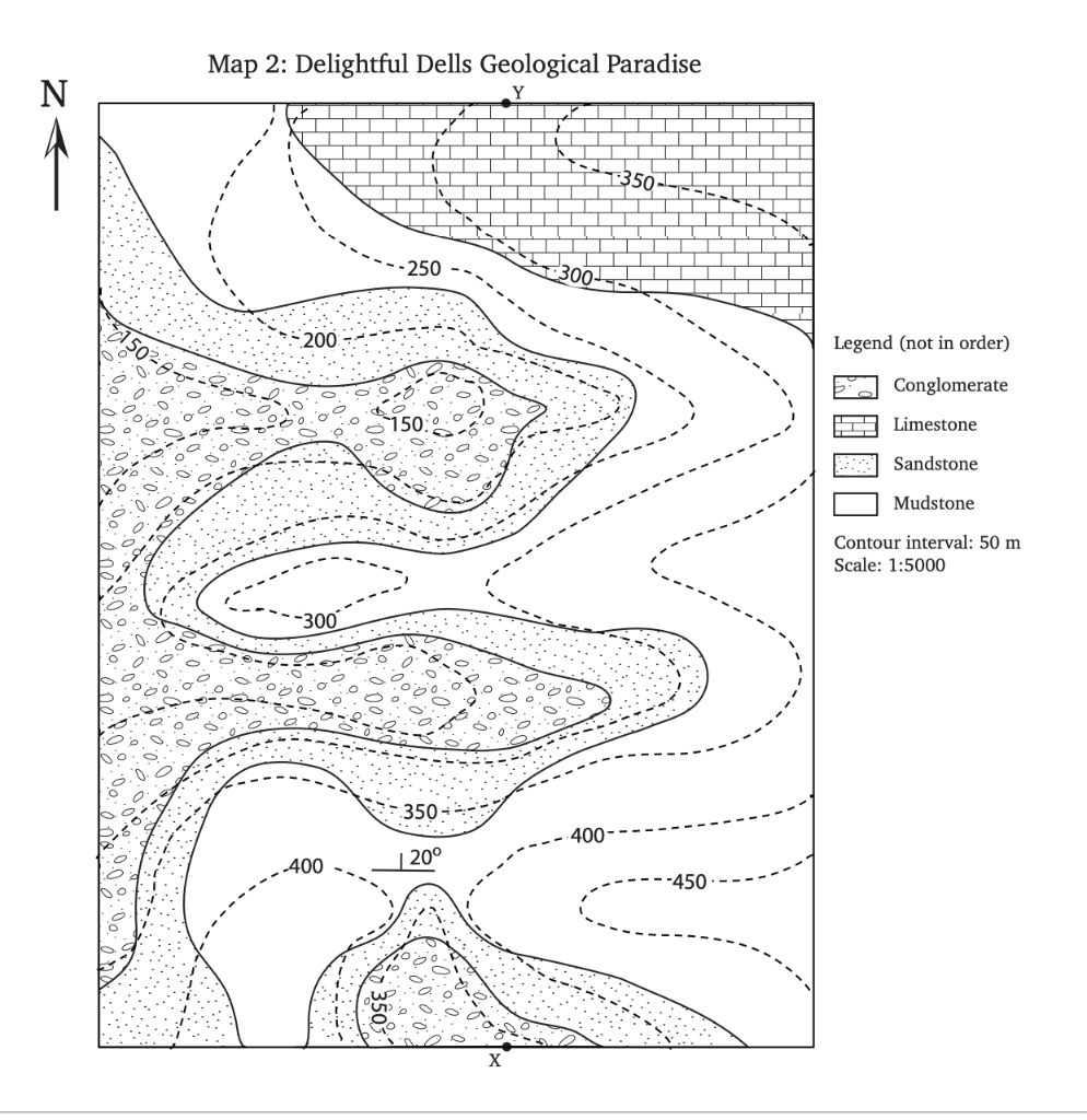 Solved Map 2: Delightful Dells Geological Paradise Ge 1. (2 | Chegg.com