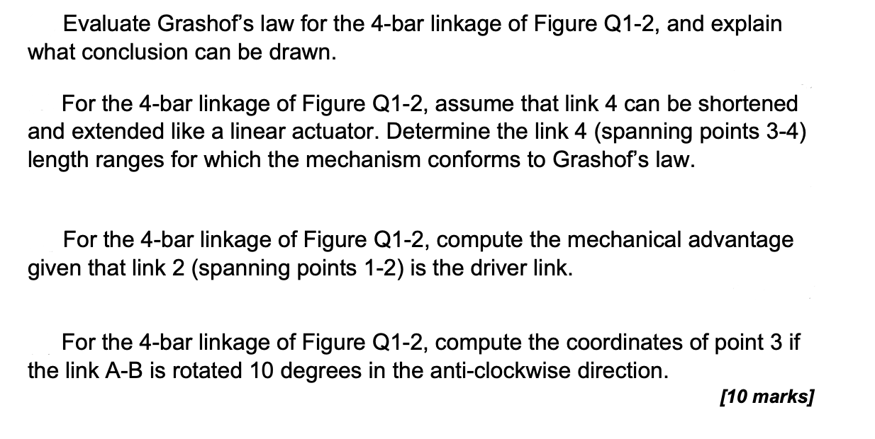 Solved Evaluate Grashof's law for the 4-bar linkage of | Chegg.com