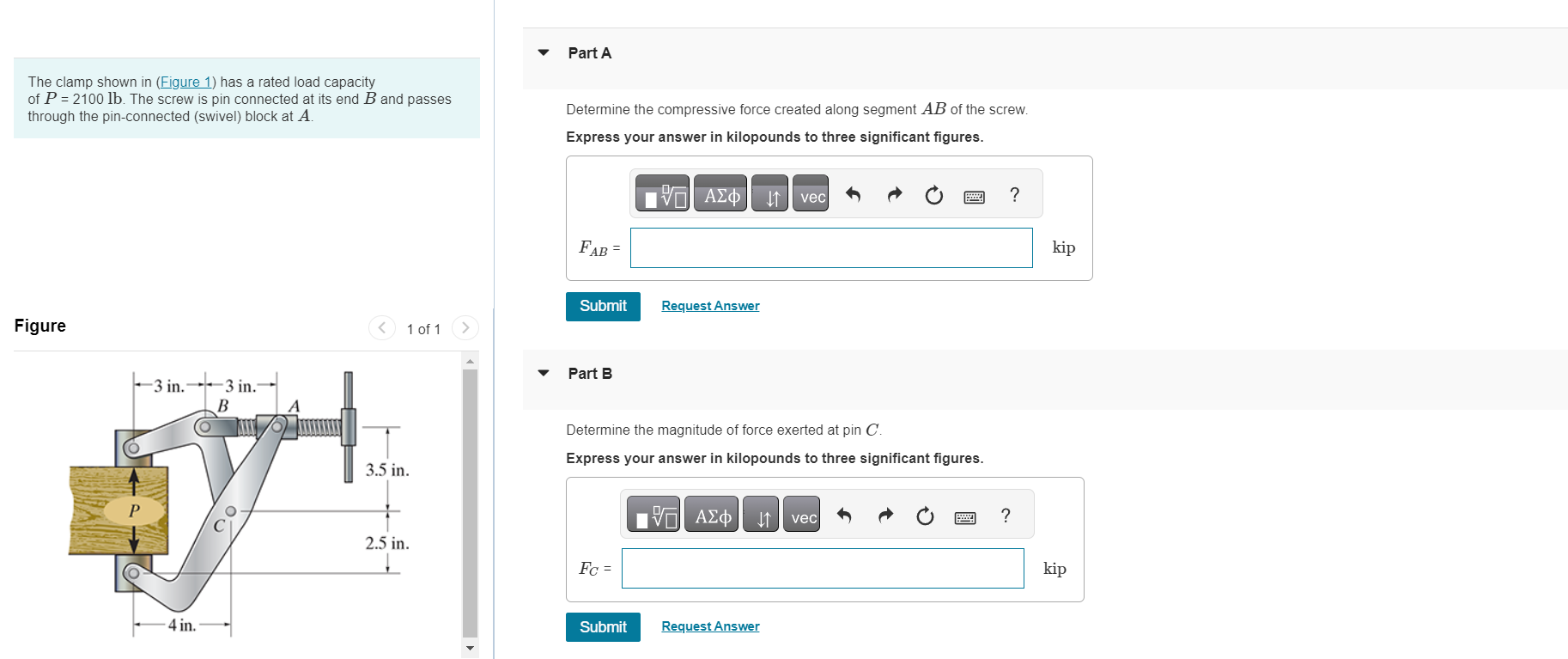 Solved The clamp shown in (Figure 1) has a rated load