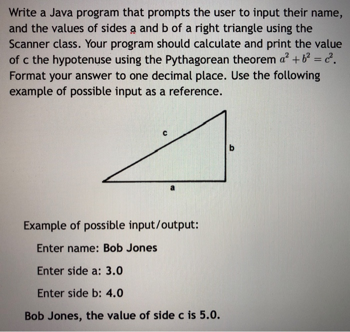 Solved Write a Java program that prompts the user to input | Chegg.com
