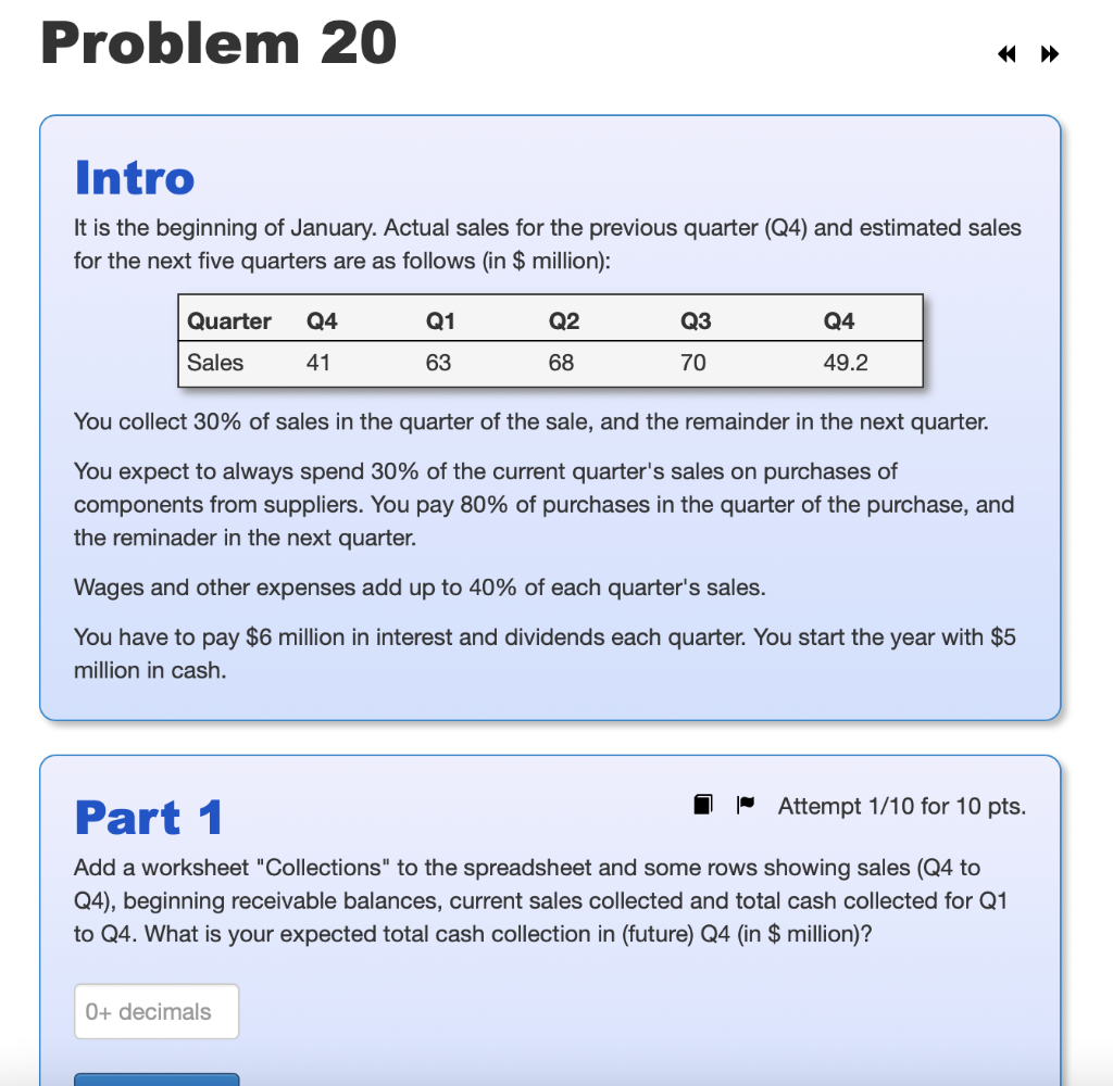 Solved Problem 20 Intro It is the beginning of January. | Chegg.com