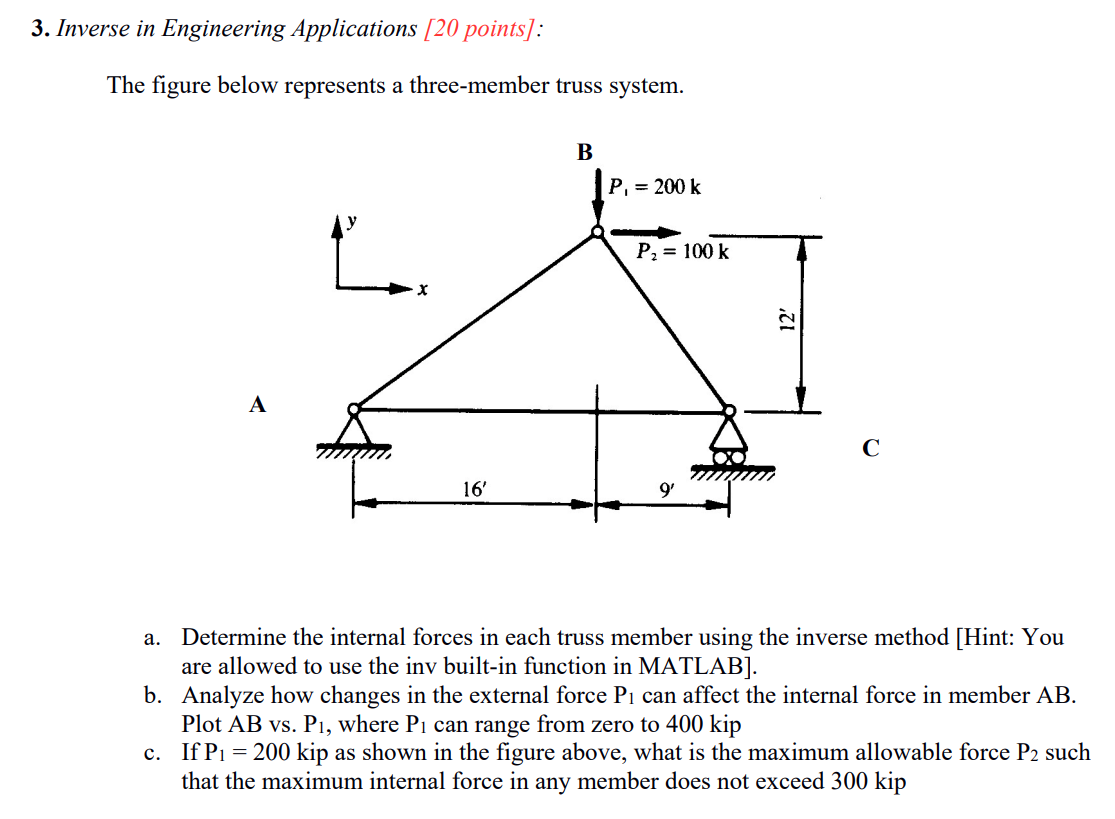 Solved 3. Inverse in Engineering Applications (20 points]: | Chegg.com