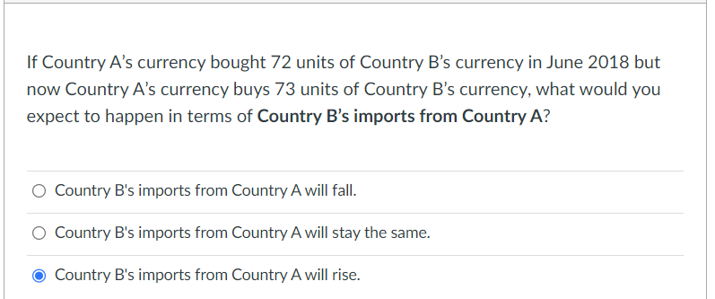 Solved If Country A's Currency Bought 72 Units Of Country | Chegg.com