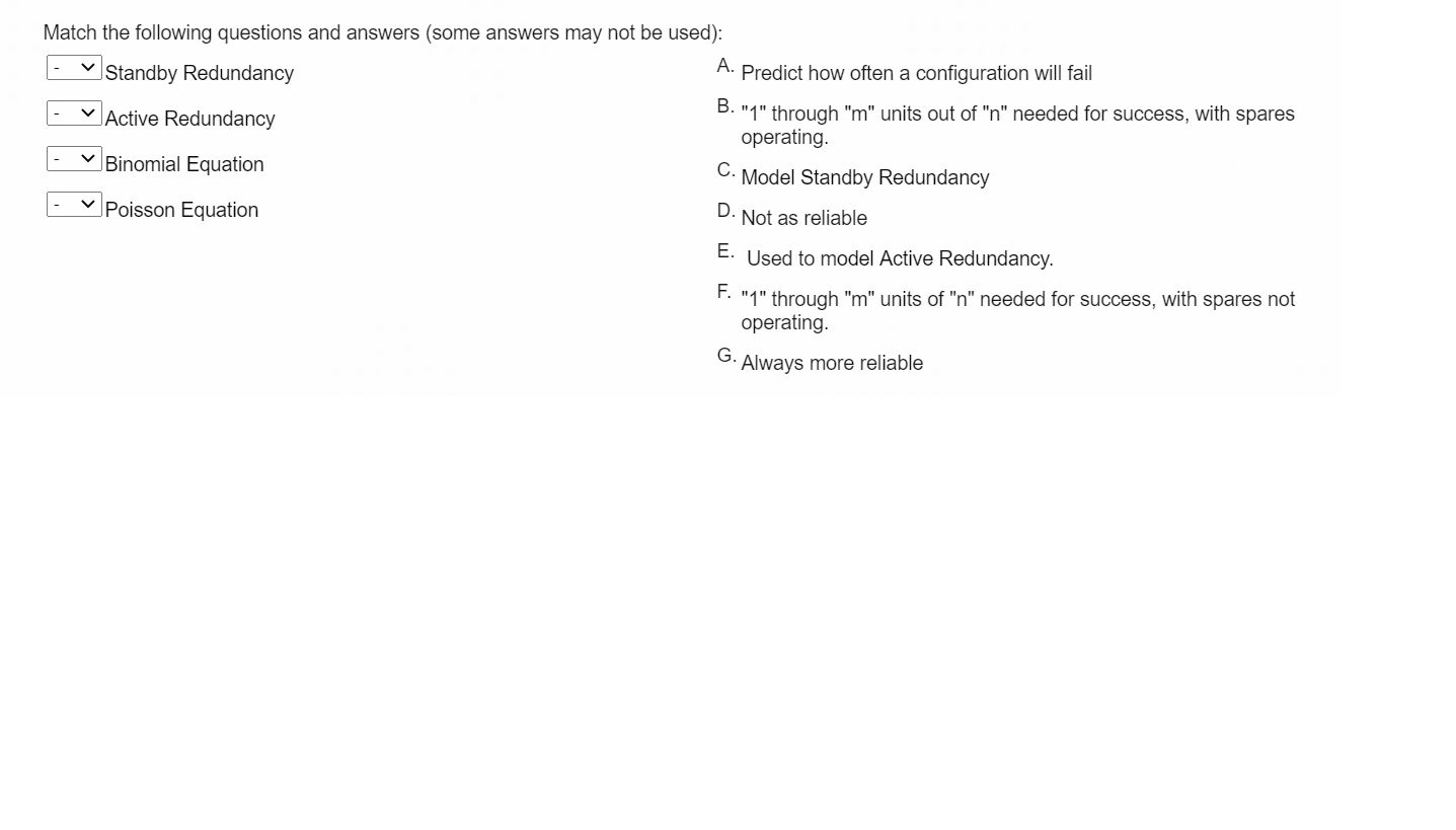 Solved Match The Following Questions And Answers (some | Chegg.com