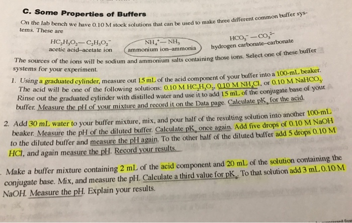 Solved C. Some Properties of Buffers buffer sys- On the lab | Chegg.com