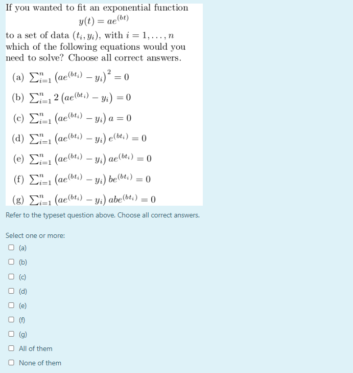 Aebt If You Wanted To Fit An Exponential Function Chegg Com