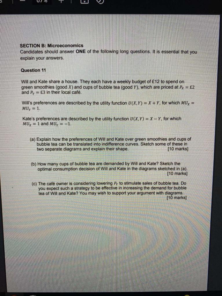 Solved . SECTION B: Microeconomics Candidates Should Answer | Chegg.com