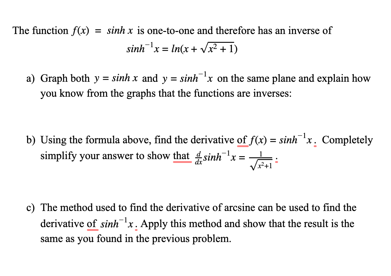 Solved The function f(x) = sinh x is one-to-one and | Chegg.com