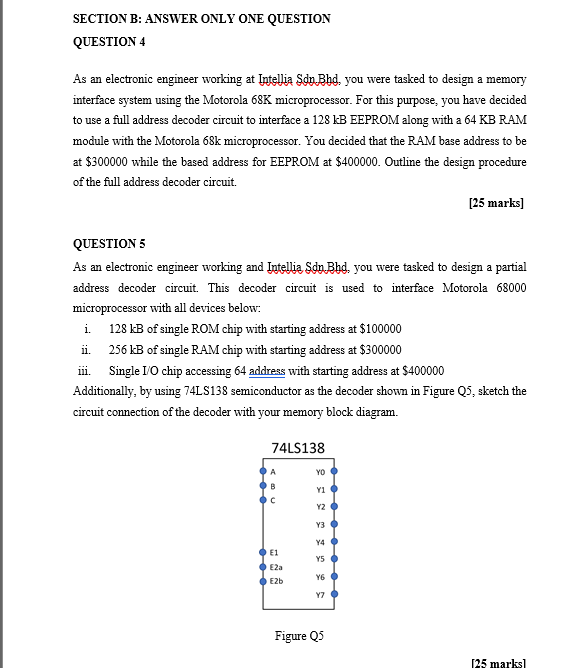 Solved SECTION B: ANSWER ONLY ONE QUESTION QUESTION 4 As An | Chegg.com