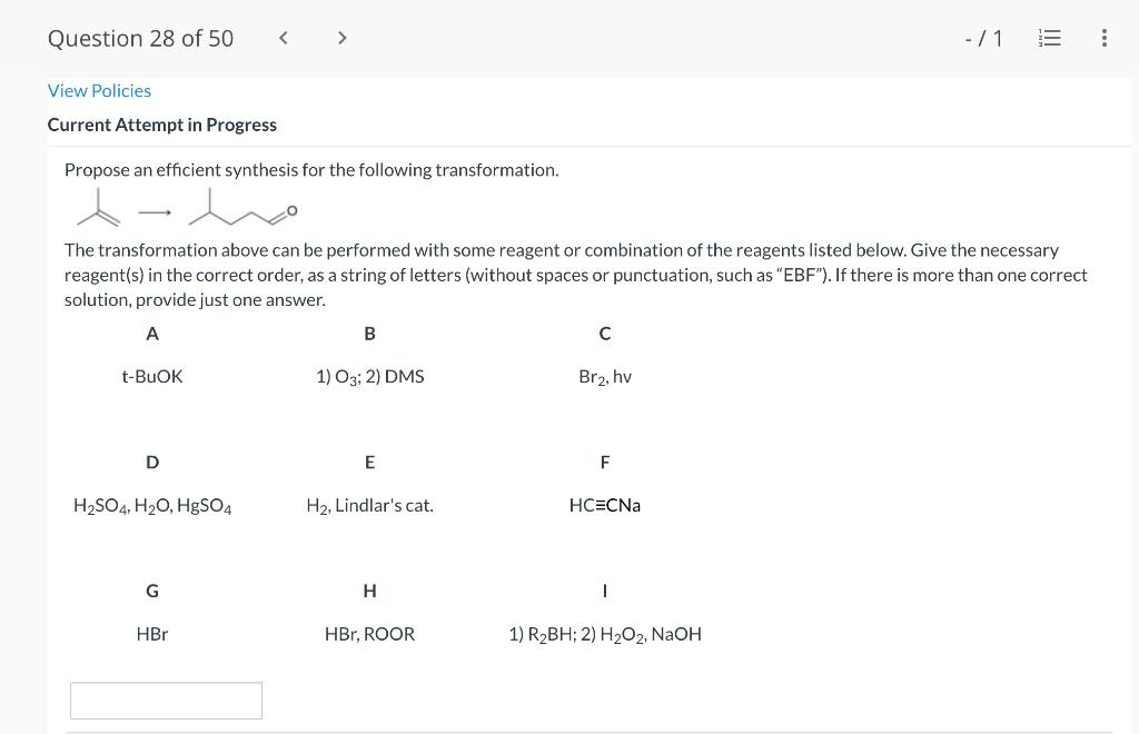 Solved Question 28 of 50 -/1 View Policies Current | Chegg.com