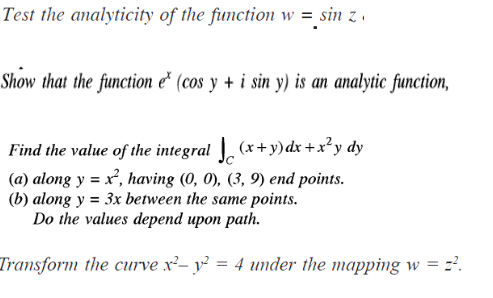 Solved Test the analyticity of the function w = sin z. Show | Chegg.com