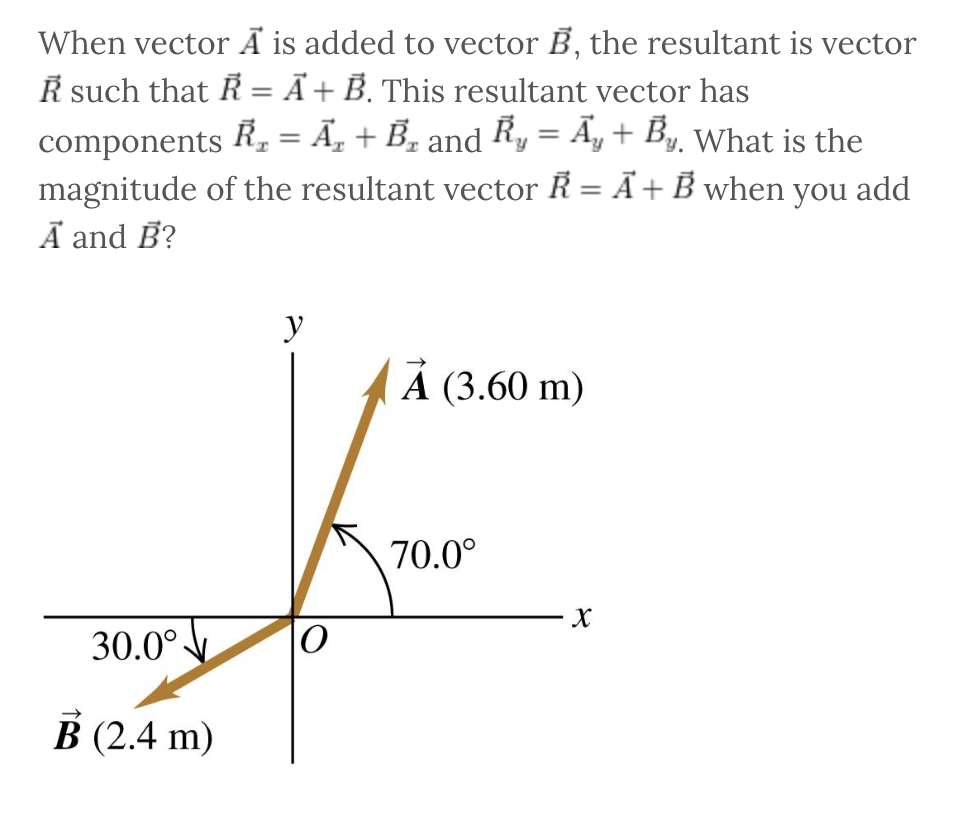 Solved When vector A is added to vector B, the resultant is | Chegg.com