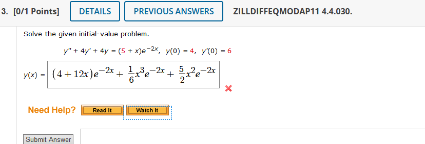 Solved ZILLDIFFEQMODAP11 4.4.030. Solve The Given | Chegg.com