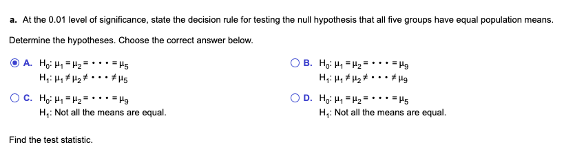 Solved The ANOVA summary table for an experiment with five | Chegg.com