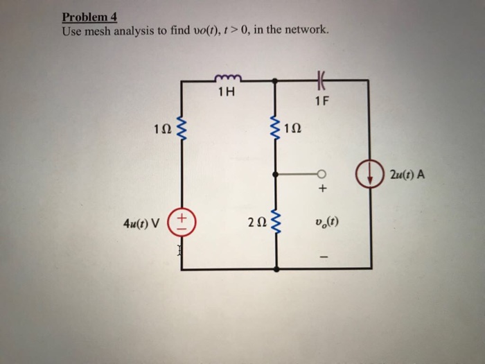 Solved Problem 4 Use mesh analysis to find vot), t>0, in the | Chegg.com