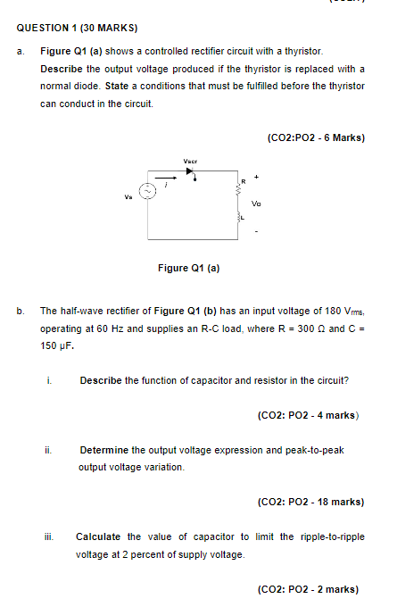 QUESTION 1 (30 MARKS) Figure Q1 (a) shows a | Chegg.com