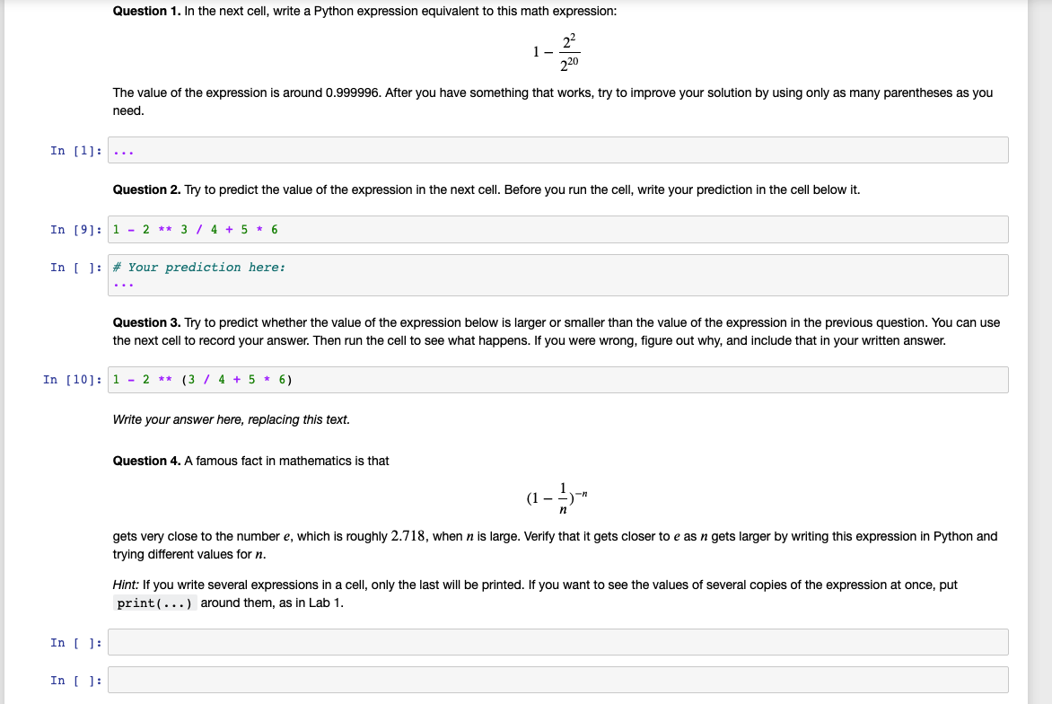 Solved Question 1. In the next cell, write a Python | Chegg.com
