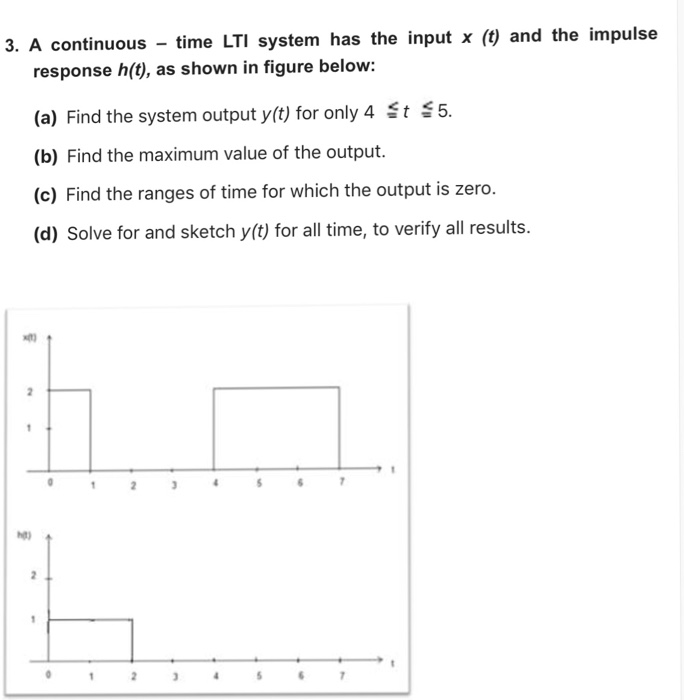 Solved 3 A Continuous Time Lti System Has The Input X T