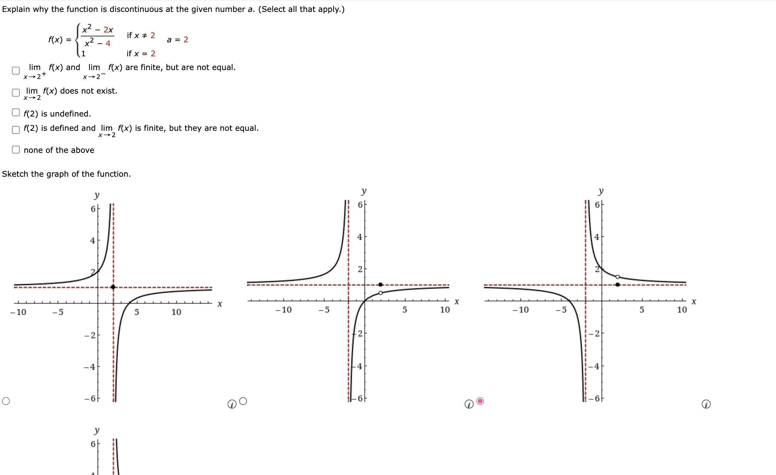 Solved Explain why the function is discontinuous at the | Chegg.com