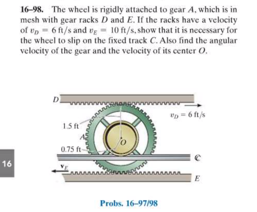 Solved 16-98. The wheel is rigidly attached to gear A, which | Chegg.com