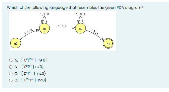 Construct a Turing Machine for language L = {02n1n