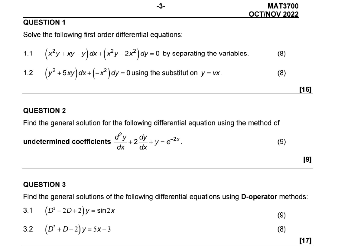 Solved Solve The Following First Order Differential | Chegg.com