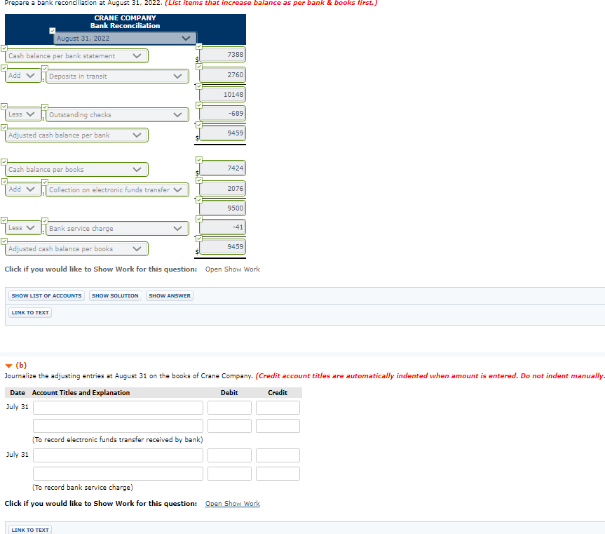 Solved Prepare A Bank Reconciliation At August 31, 2022. 