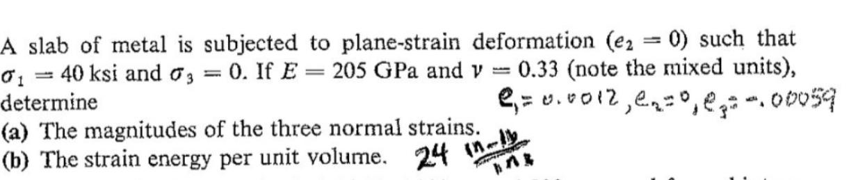 Solved (b) The Strain Energy Per Unit Yolume, 24 In A Slab | Chegg.com