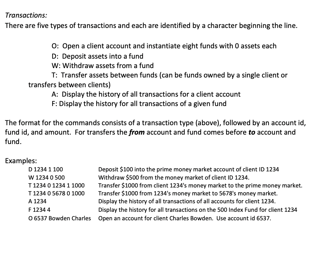 Solved create a transaction.cpp and transaction.h using C++ | Chegg.com