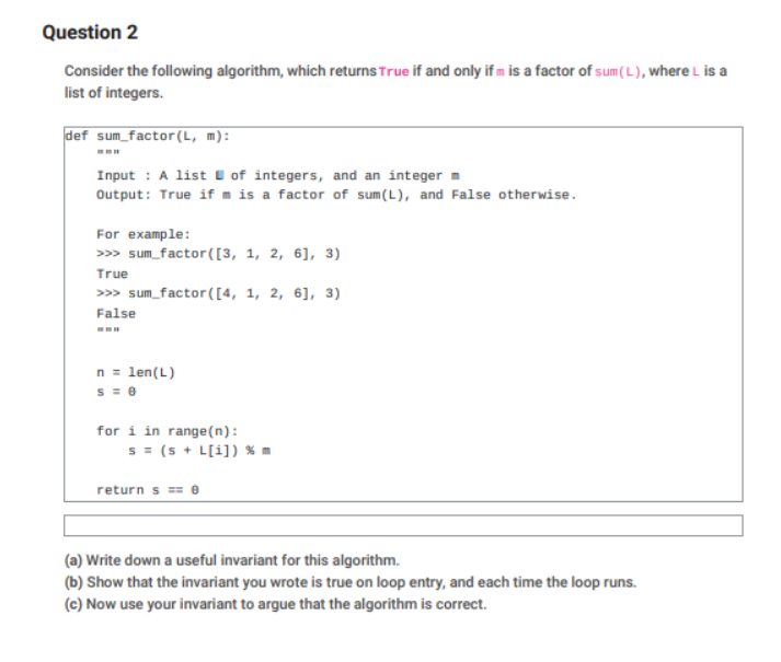 Solved Consider the following algorithm, which returns True | Chegg.com
