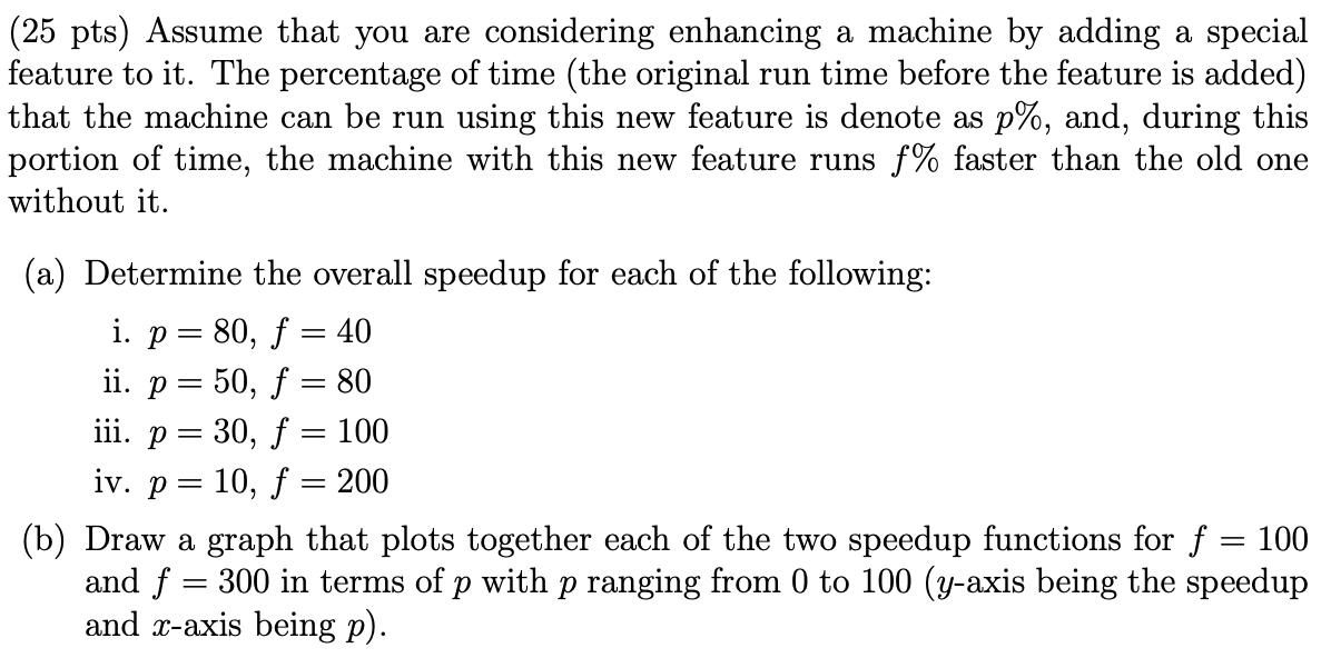 Solved (25 pts) Assume that you are considering enhancing a | Chegg.com