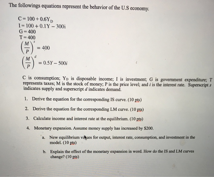 Solved The followings equations represent the behavior of | Chegg.com