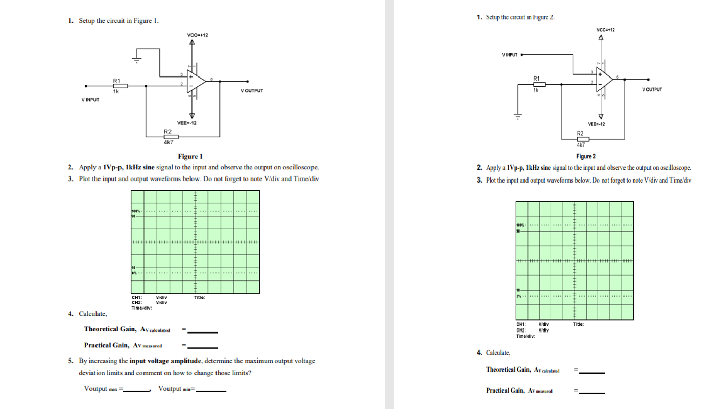 Solved 1. Setup the circuit in Figure 1. Figure 1 2. Apply a | Chegg.com