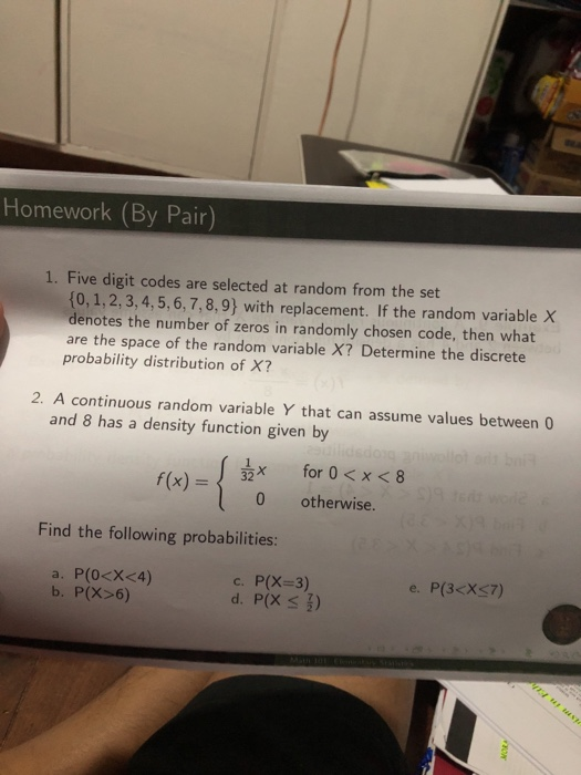 Solved Homework (By Pair) 1. Five digit codes are selected | Chegg.com