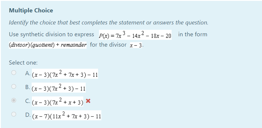 Solved Multiple ChoiceIdentify the choice that best | Chegg.com