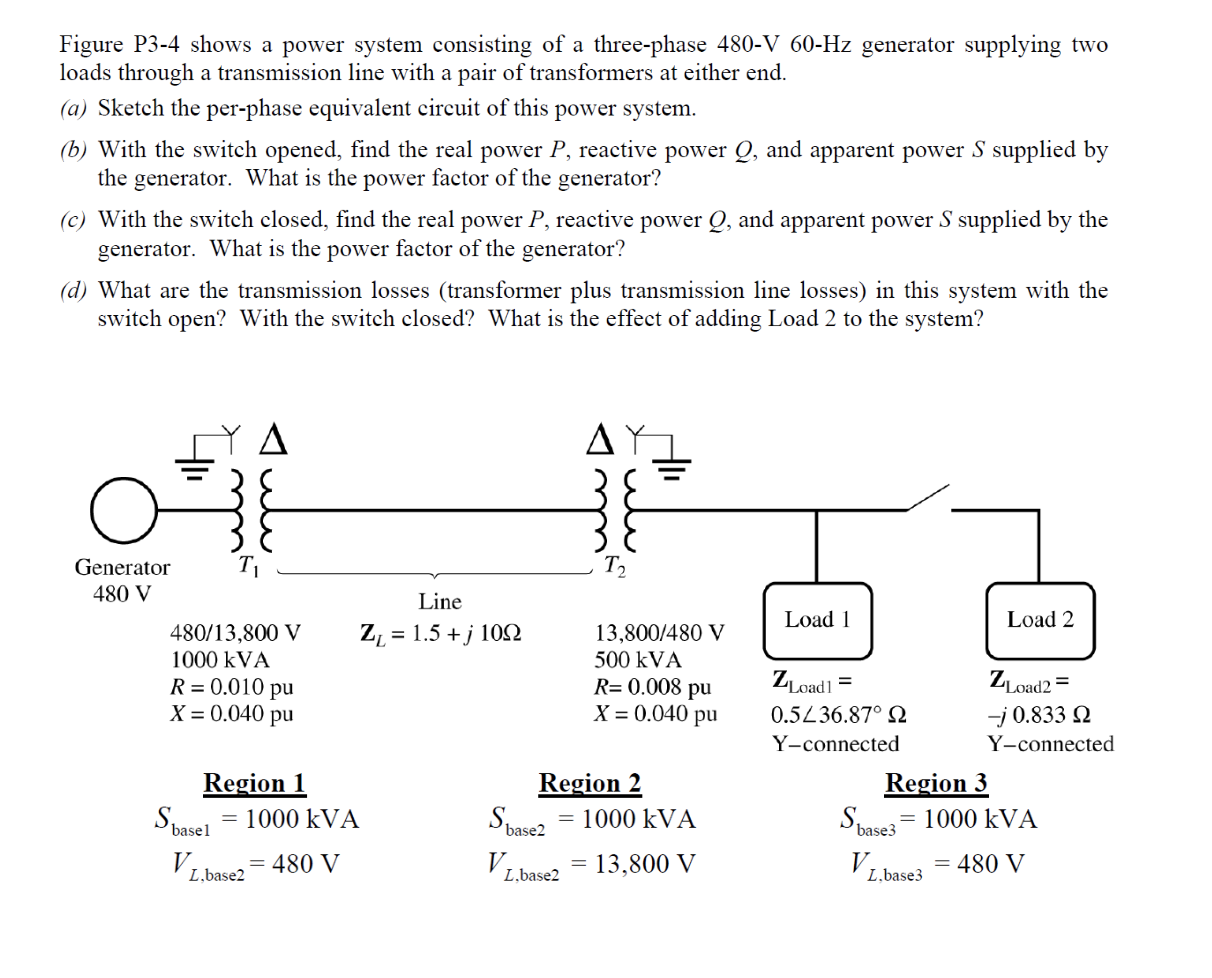 Solved Figure P3-4 shows a power system consisting of a | Chegg.com