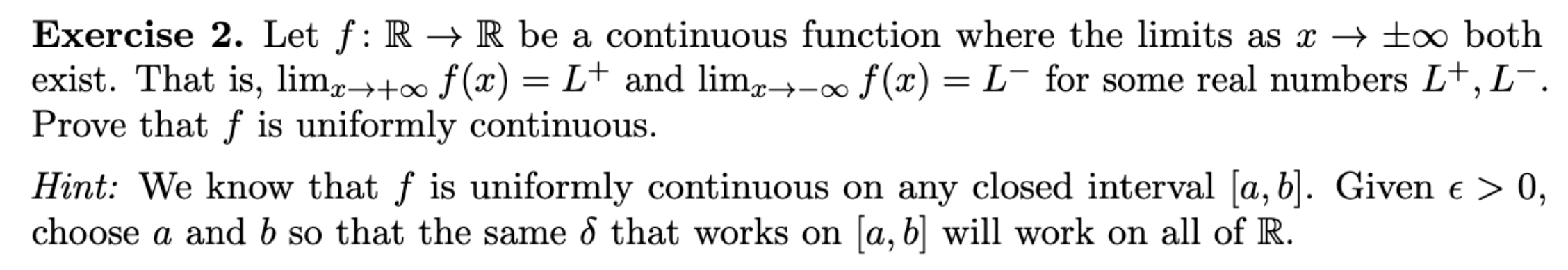 Solved Exercise 2. Let F:R→R Be A Continuous Function Where | Chegg.com