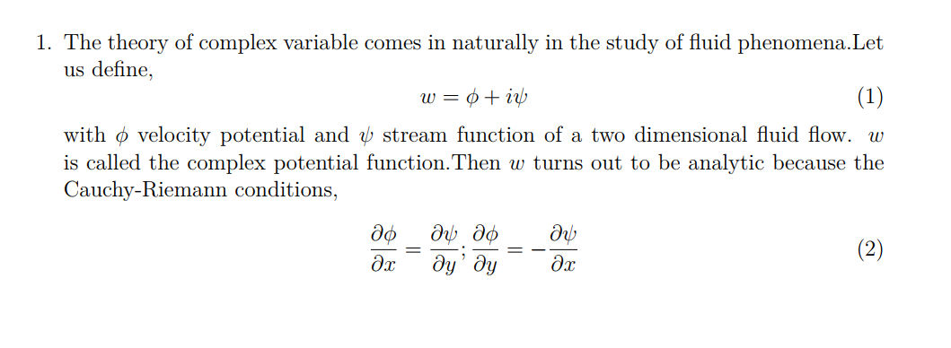 Solved 1. The theory of complex variable comes in naturally | Chegg.com