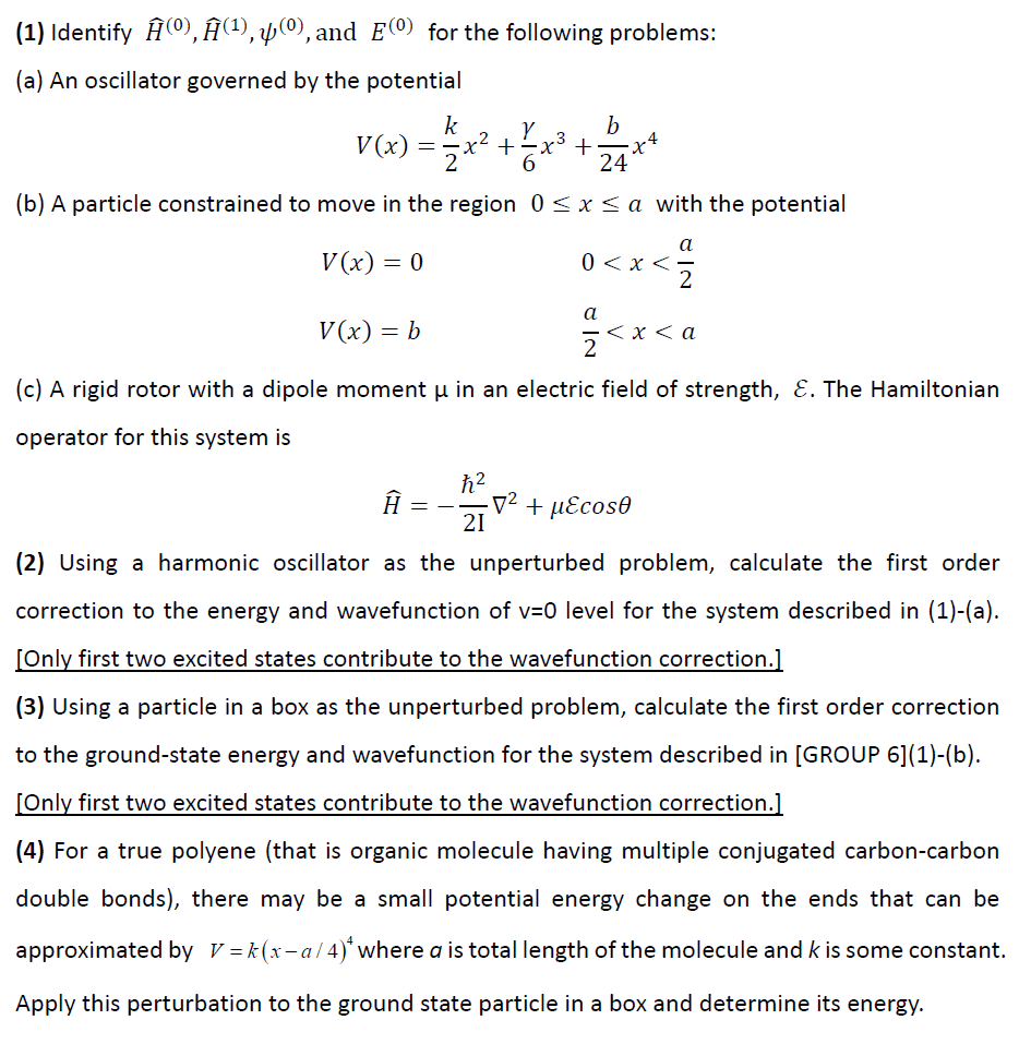 Solved 1 Identify E ĥ 1 Y 0 And Ec For The Follo Chegg Com