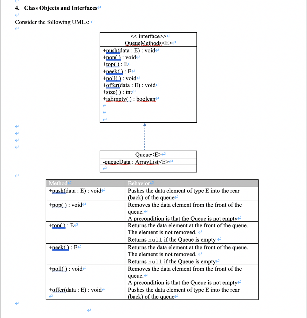 Solved 4. Class Objects and Interfaces Consider the | Chegg.com
