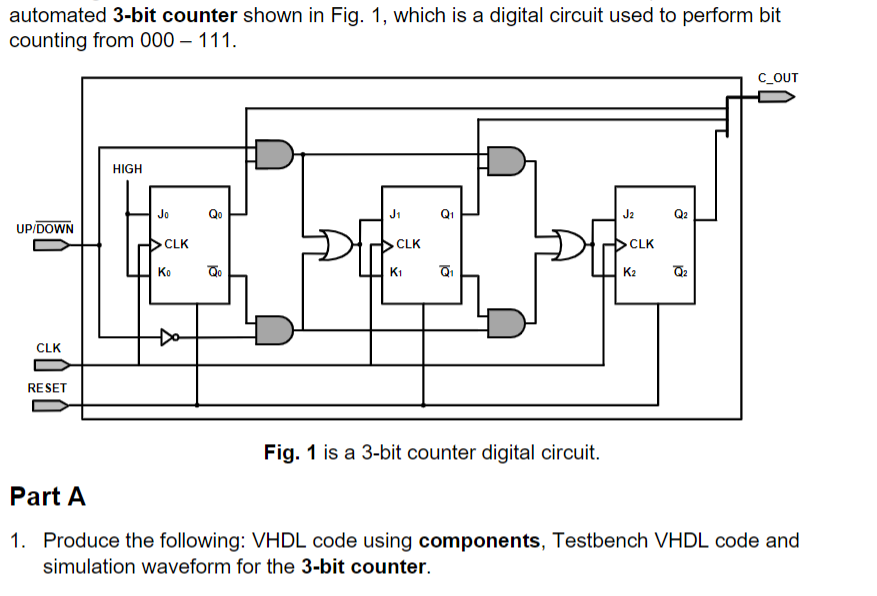 Solved automated 3-bit counter shown in Fig. 1, which is a | Chegg.com