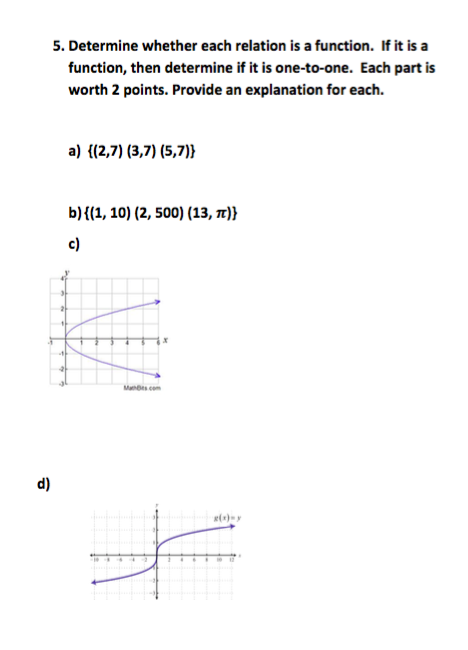 Solved 5 Determine Whether Each Relation Is A Function If