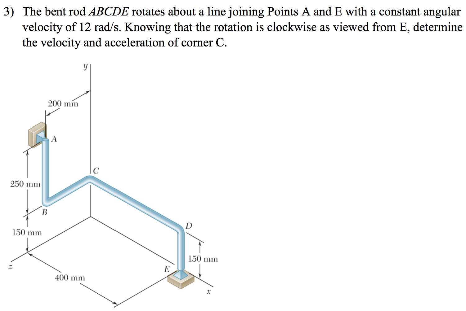 Solved 3) The bent rod ABCDE rotates about a line joining