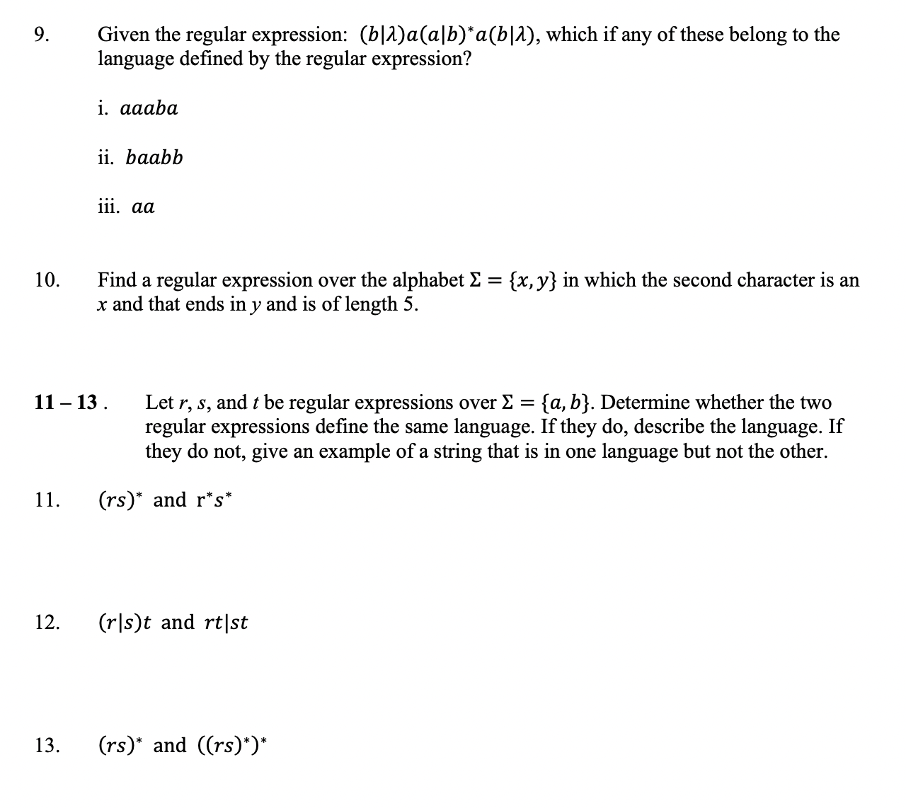 Solved 9. Given The Regular Expression: \\( (b \\mid | Chegg.com