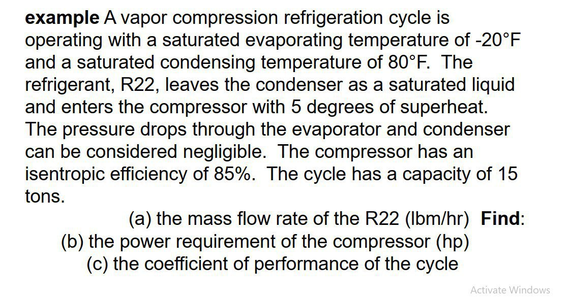 Solved example A vapor compression refrigeration cycle is | Chegg.com