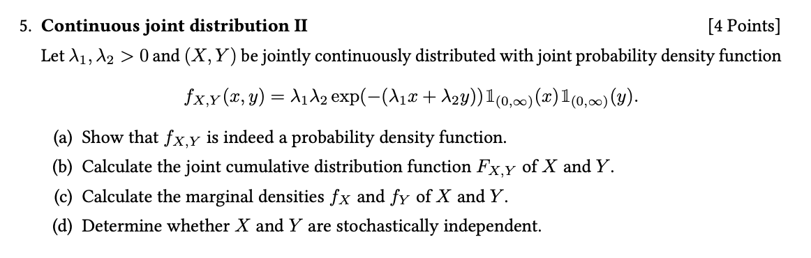 Solved 5. Continuous joint distribution II [4 Points) Let | Chegg.com